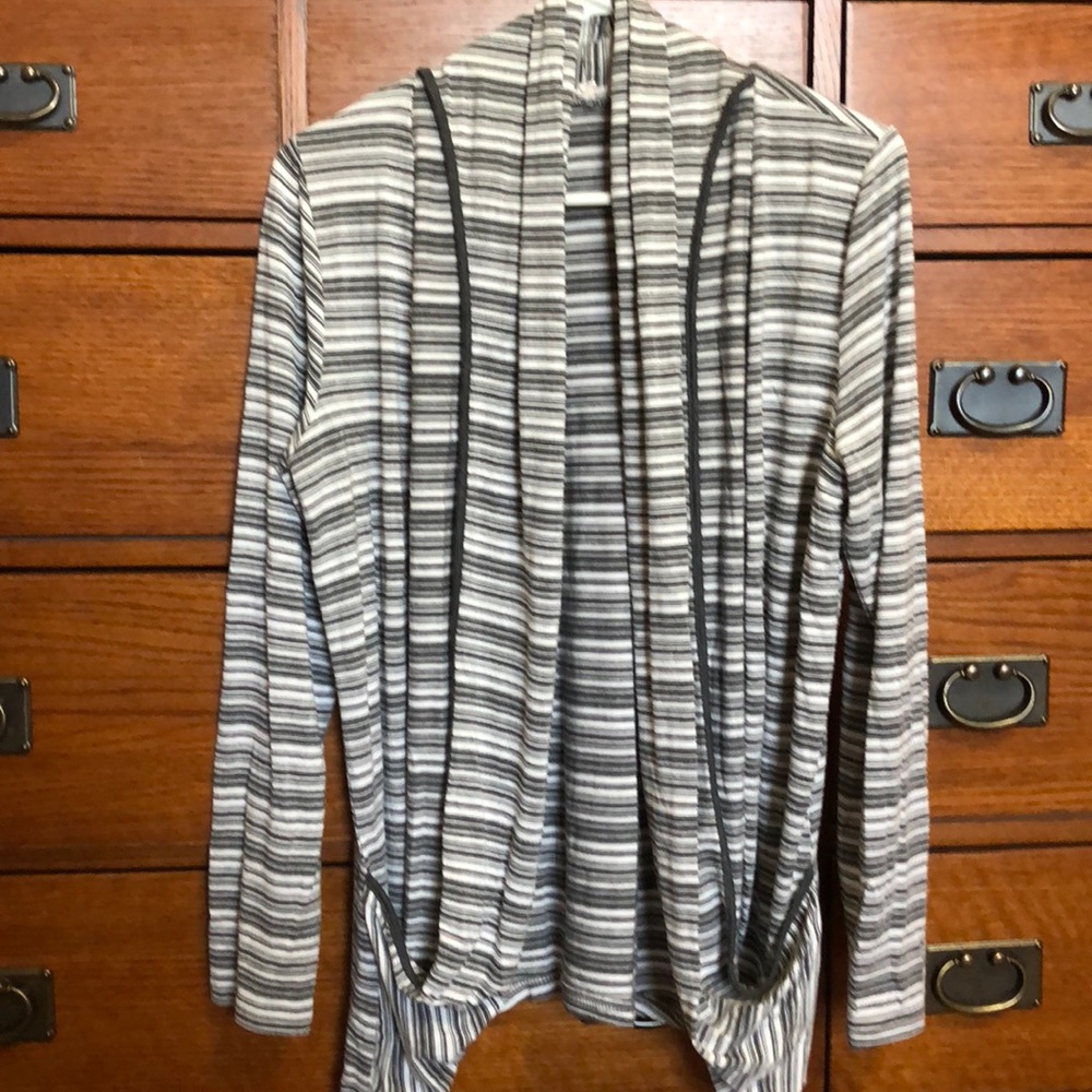 Grey and cream striped cardigan